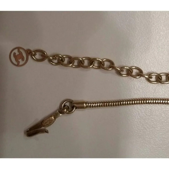 Vintage Authentic Chanel Logo Necklace &  Square Clip Earrings Set ~ Signature - Picture 9 of 11